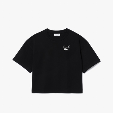  Lacoste Kadın Bisiklet Yaka Siyah T-Shirt
