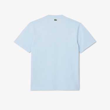  Lacoste Unisex Classic Fit Bisiklet Yaka Baskılı Açık Mavi T-Shirt