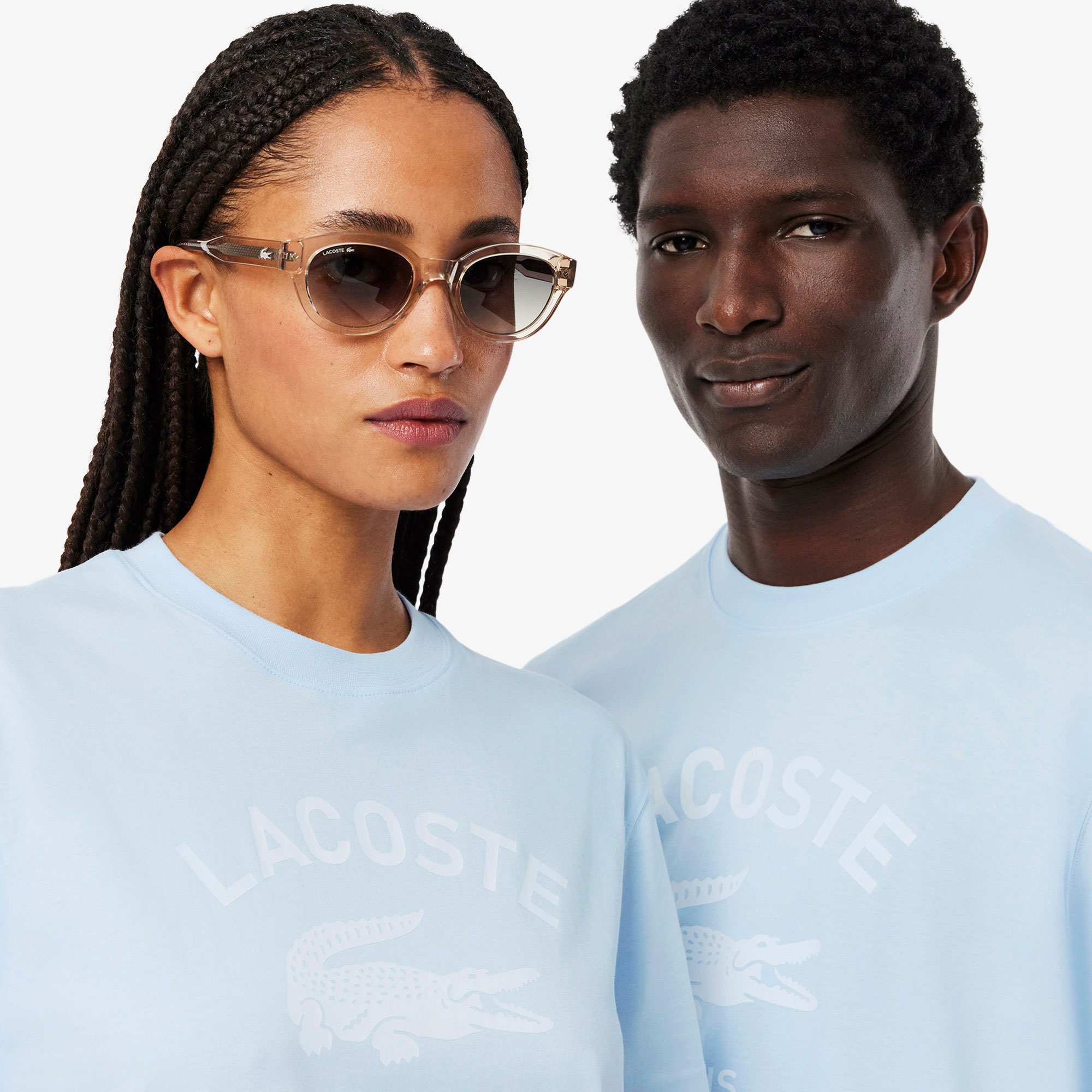 Lacoste Unisex Classic Fit Bisiklet Yaka Baskılı Açık Mavi T-Shirt
