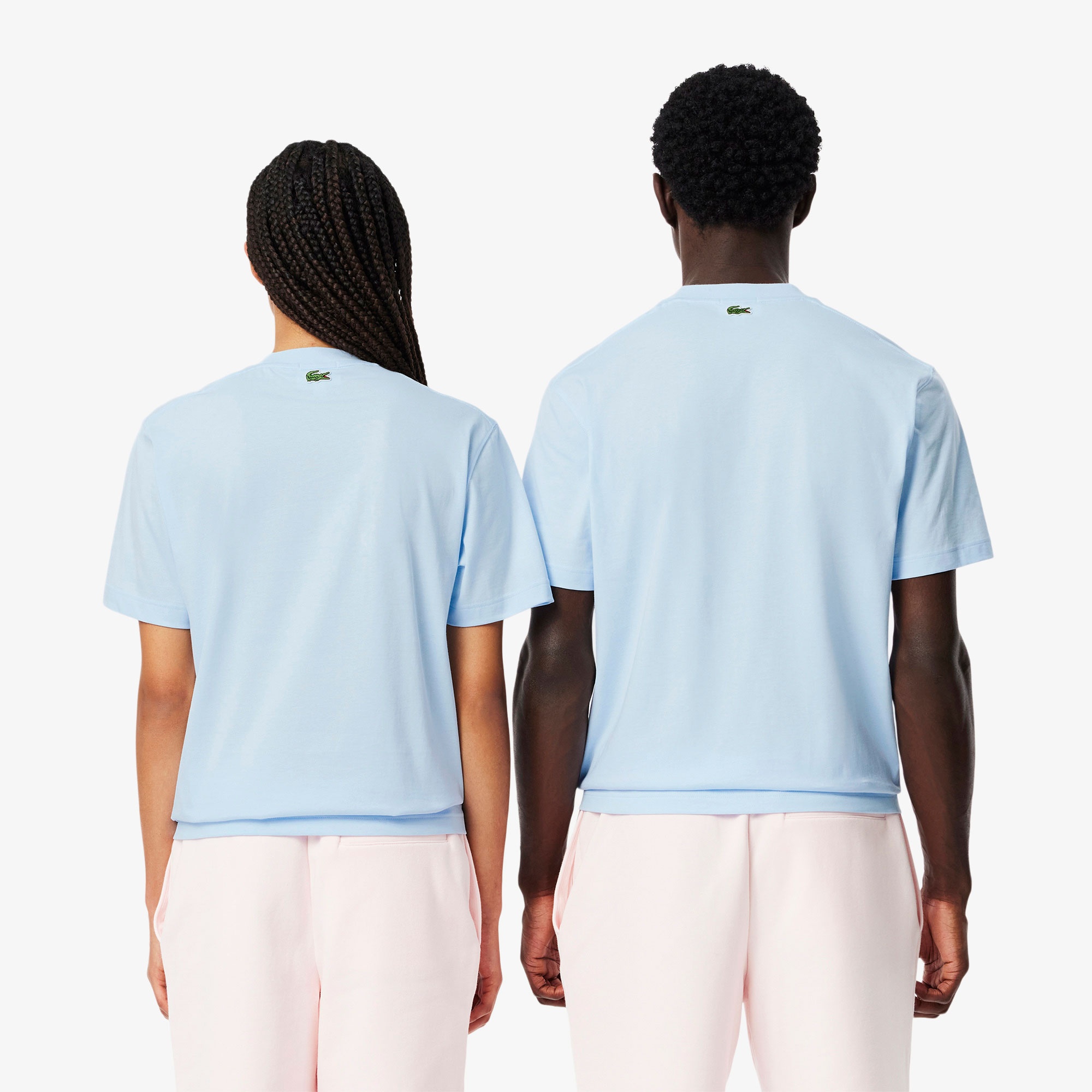 Lacoste Unisex Classic Fit Bisiklet Yaka Baskılı Açık Mavi T-Shirt