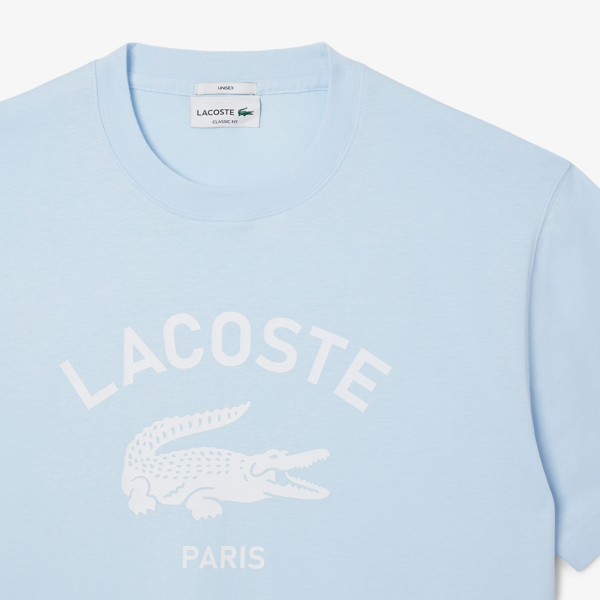 Lacoste Unisex Classic Fit Bisiklet Yaka Baskılı Açık Mavi T-Shirt