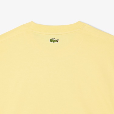  Lacoste Unisex Classic Fit Bisiklet Yaka Baskılı Sarı T-Shirt