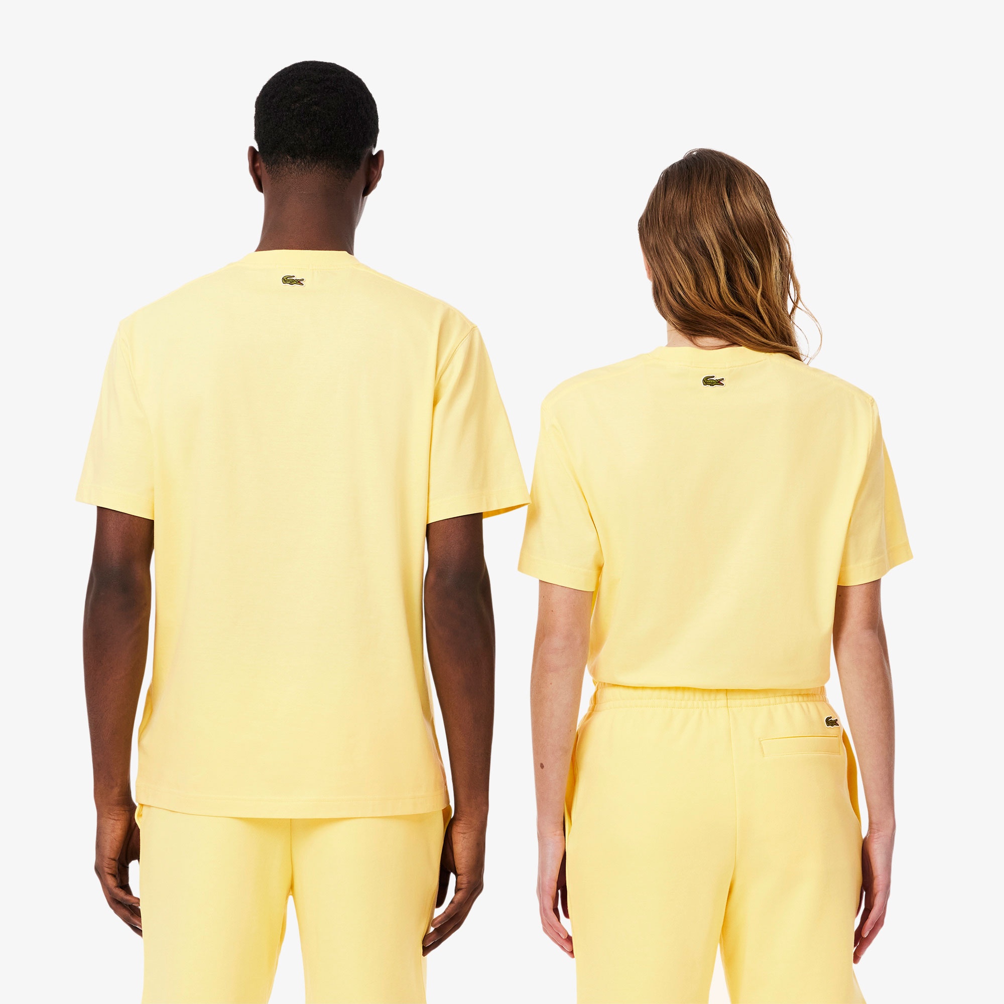 Lacoste Unisex Classic Fit Bisiklet Yaka Baskılı Sarı T-Shirt