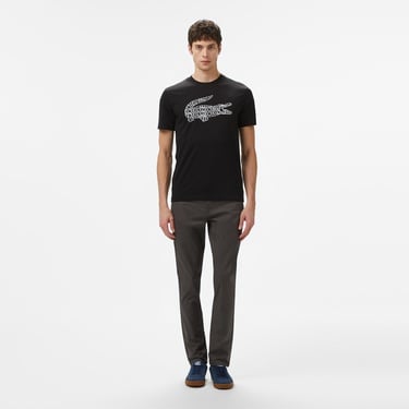  Lacoste Erkek Regular Fit Bisiklet Yaka Baskılı Siyah T-Shirt