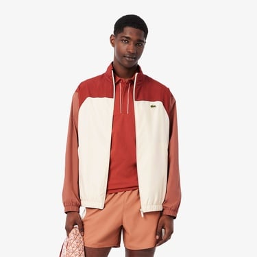  Lacoste Erkek Dik Yaka Renk Bloklu Bordo Ceket