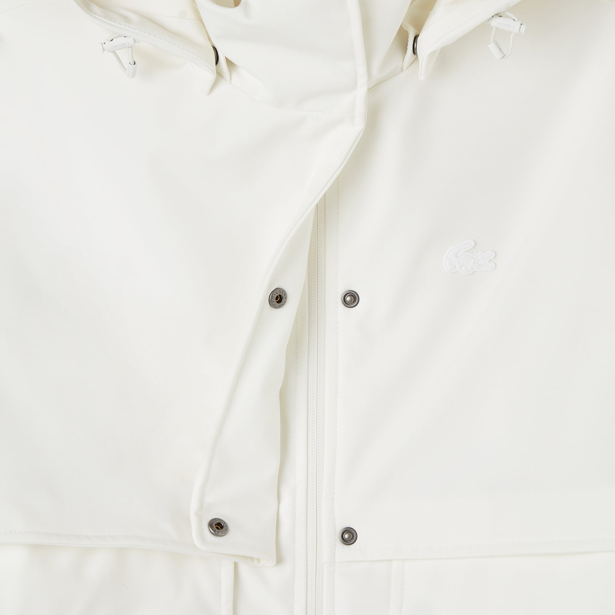 Lacoste Kadın Relaxed Fit Kapüşonlu Beyaz Yağmurluk