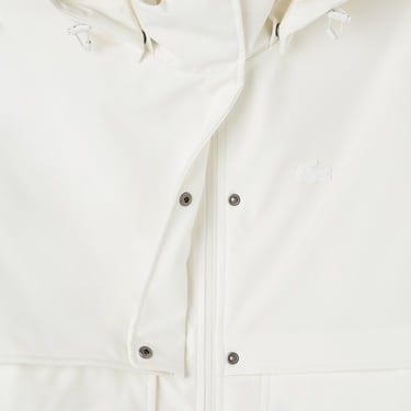  Kadın Relaxed Fit Kapüşonlu Beyaz Yağmurluk