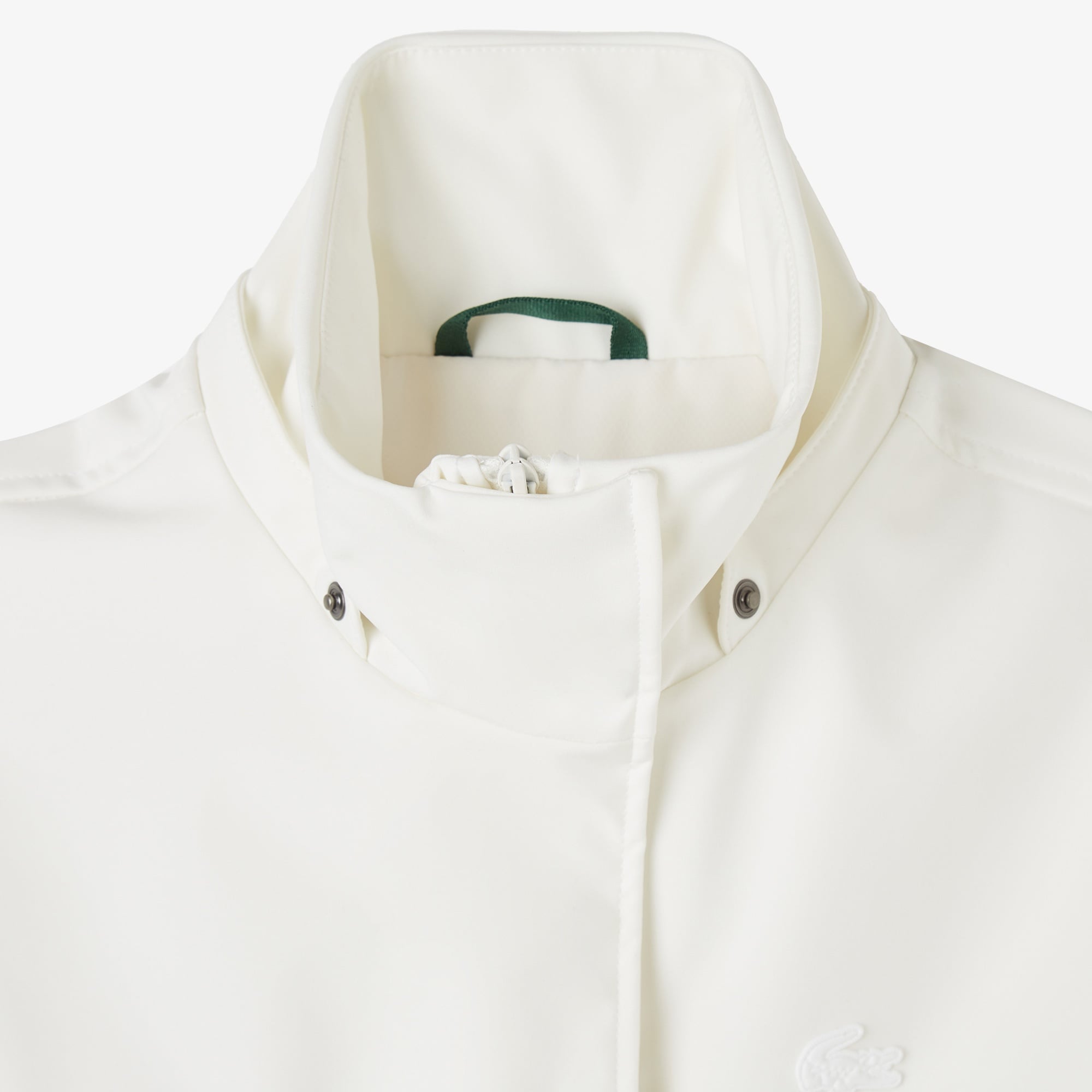 Lacoste Kadın Relaxed Fit Kapüşonlu Beyaz Yağmurluk