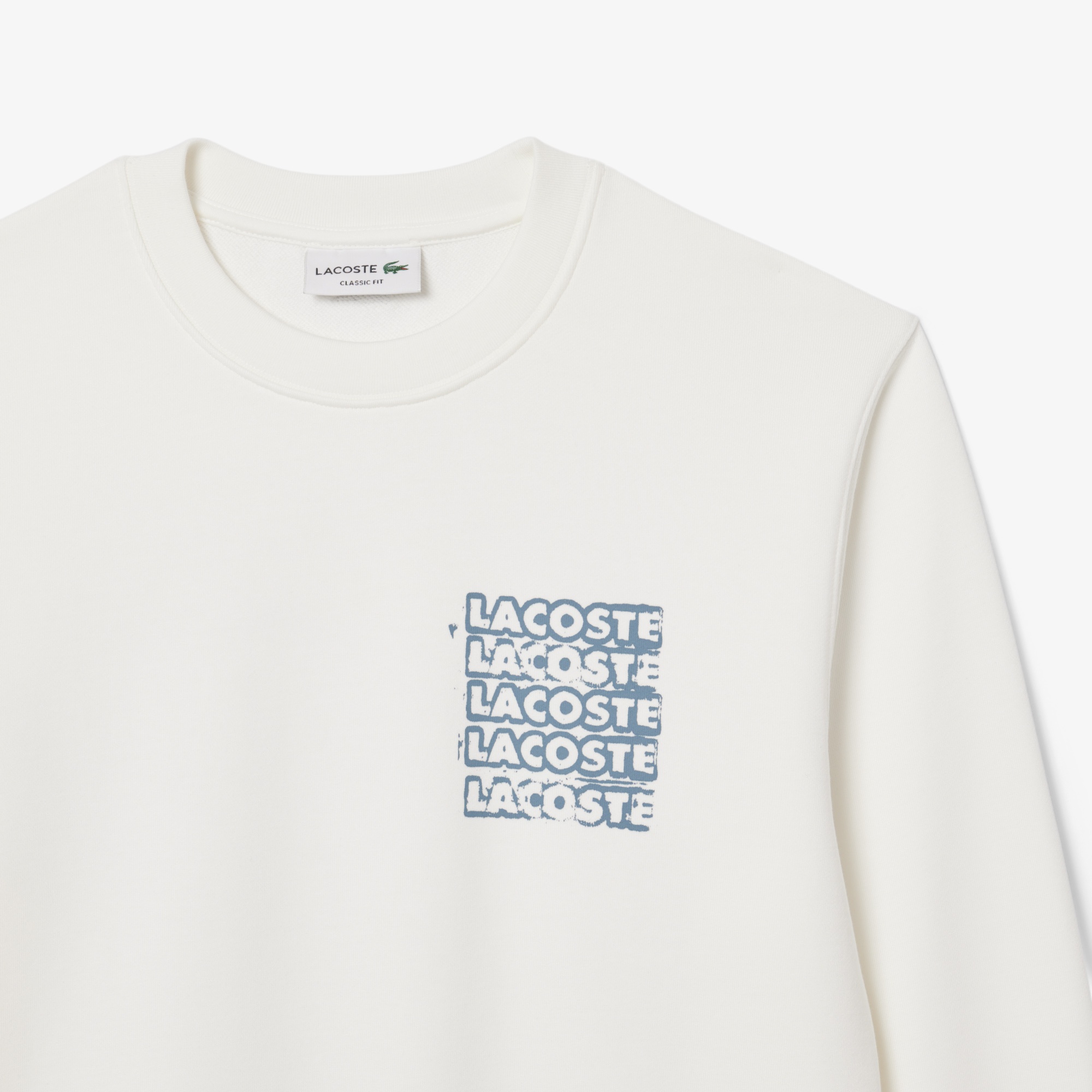 Lacoste Erkek Classic Fit Bisiklet Yaka Beyaz Sweatshirt