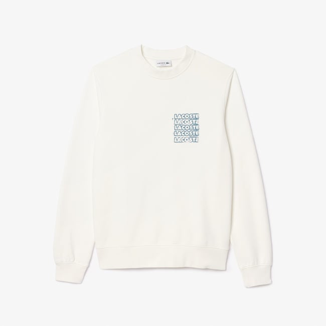  Lacoste Erkek Classic Fit Bisiklet Yaka Beyaz Sweatshirt