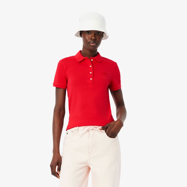  Lacoste L.12.D Kadın Slim Fit Kırmızı Polo