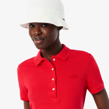 Lacoste L.12.D Kadın Slim Fit Kırmızı Polo