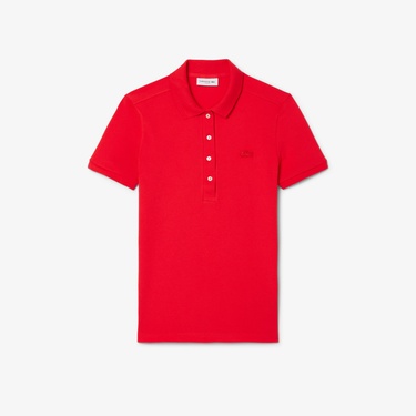  Lacoste L.12.D Kadın Slim Fit Kırmızı Polo