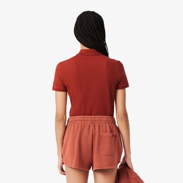  L.12.D Kadın Slim Fit Bordo Polo