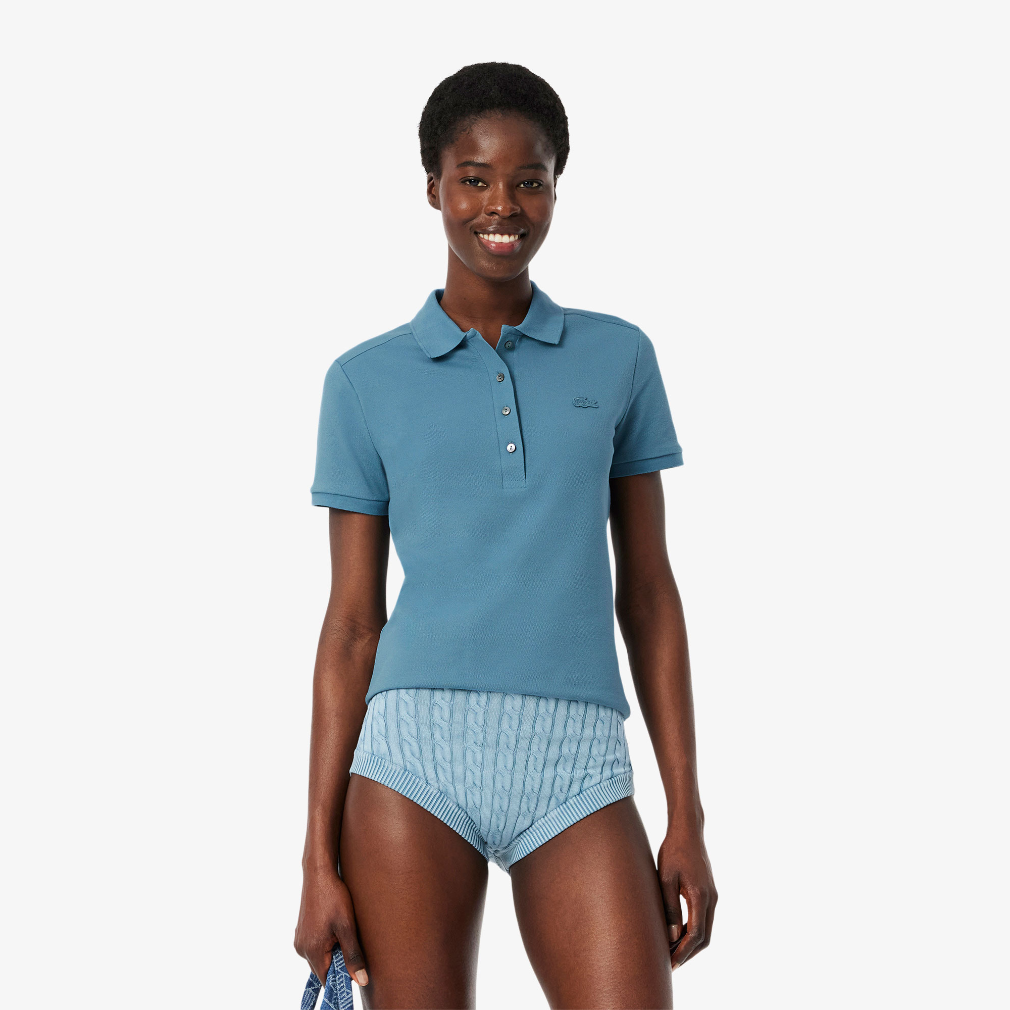  L.12.D Kadın Slim Fit Mavi Polo