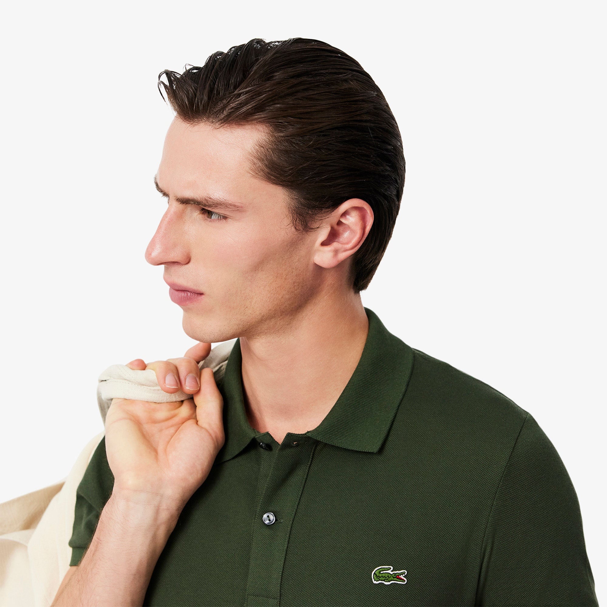 L.12.12 Erkek Slim Fit Haki Polo