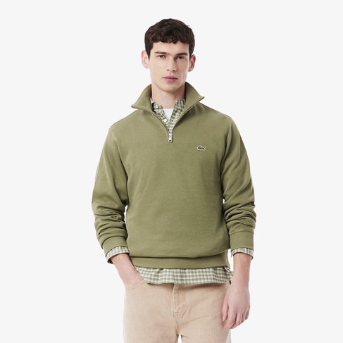  Lacoste Erkek Classic Fit Yarım Fermuarlı Haki Sweatshirt