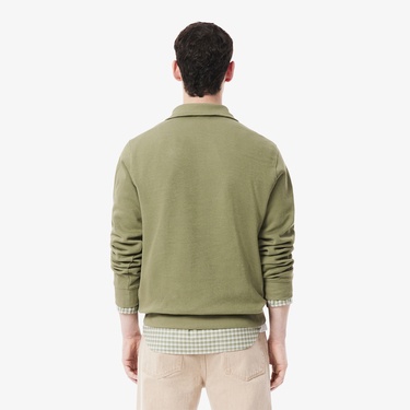  Lacoste Erkek Classic Fit Yarım Fermuarlı Haki Sweatshirt