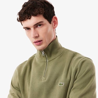  Lacoste Erkek Classic Fit Yarım Fermuarlı Haki Sweatshirt