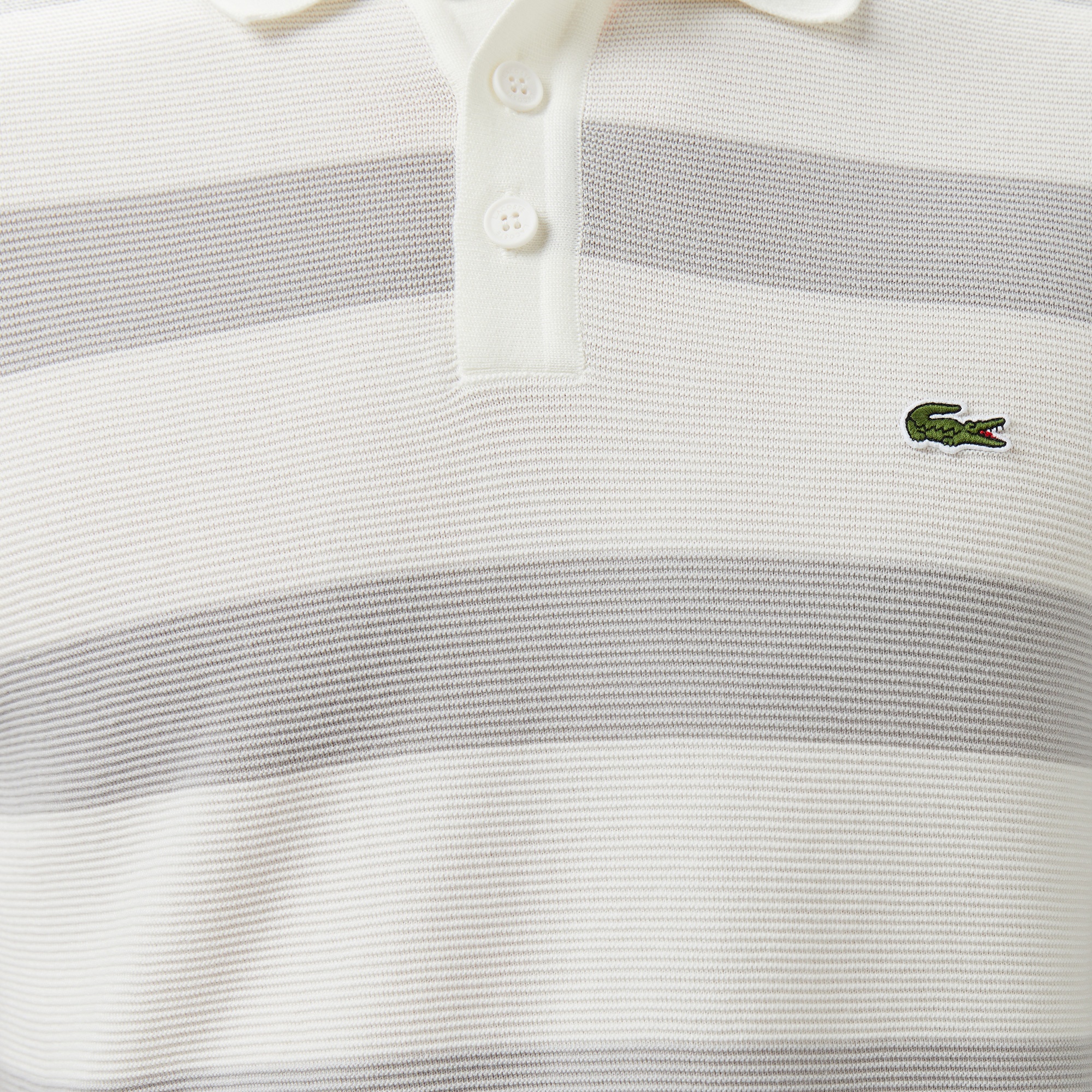Lacoste Erkek Polo Yaka Çizgili Gri Triko