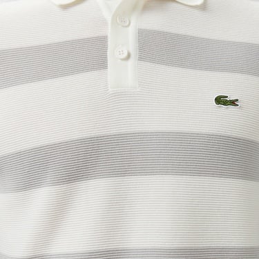  Lacoste Erkek Polo Yaka Çizgili Gri Triko