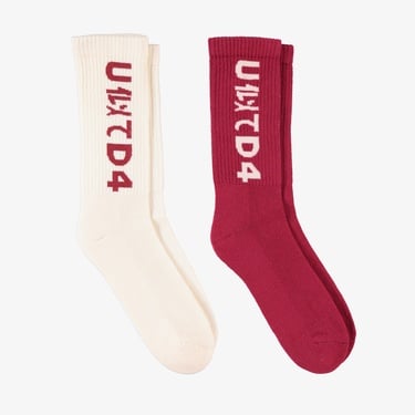  UNITED4 Unisex Krem/Bordo 2'li Çorap