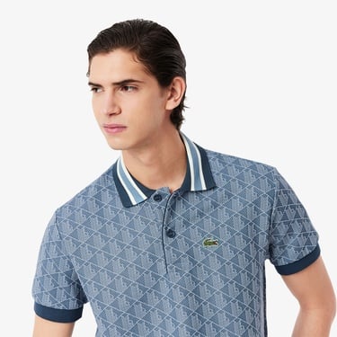  Lacoste Erkek Classic Fit Monogram Mavi Polo