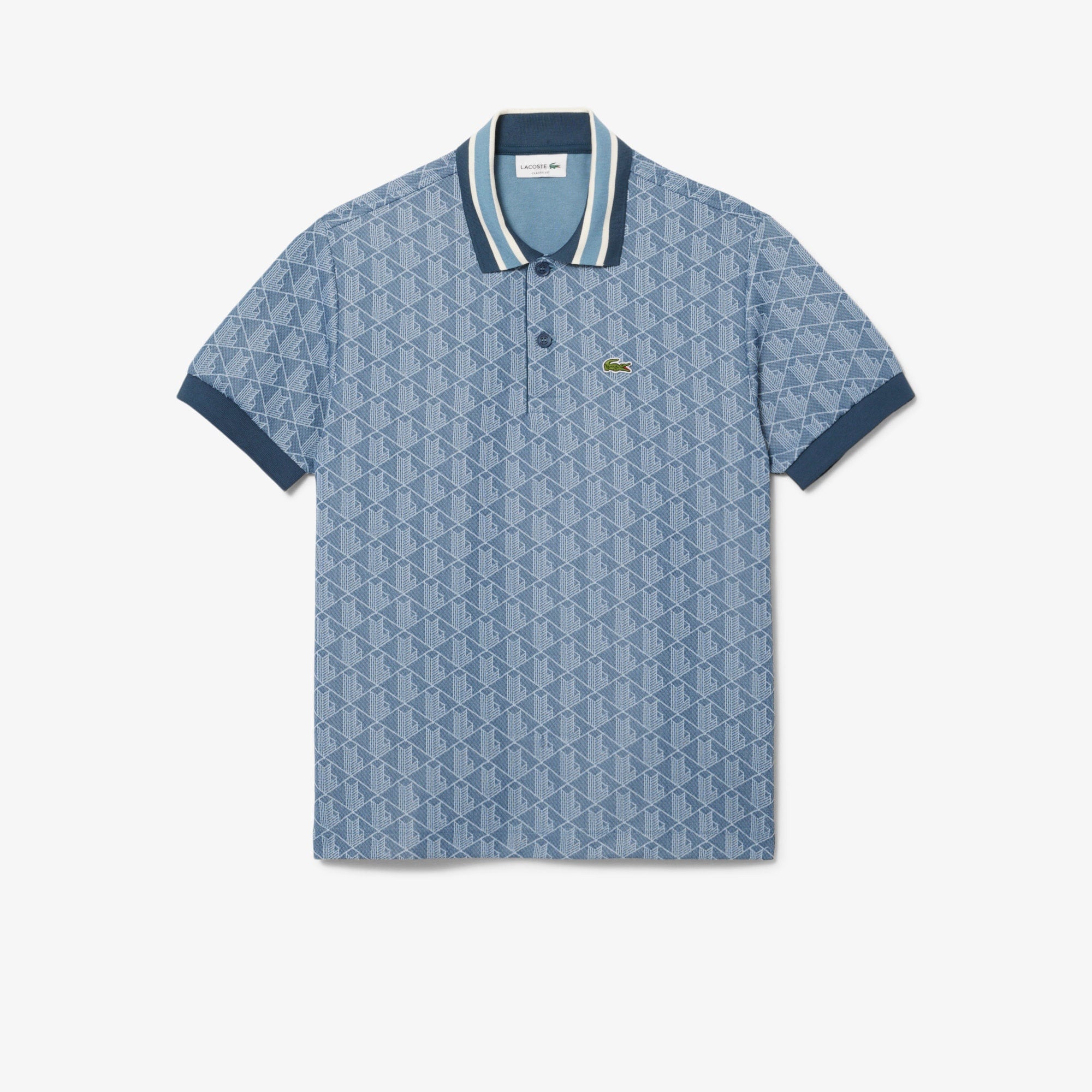 Lacoste Erkek Classic Fit Monogram Mavi Polo