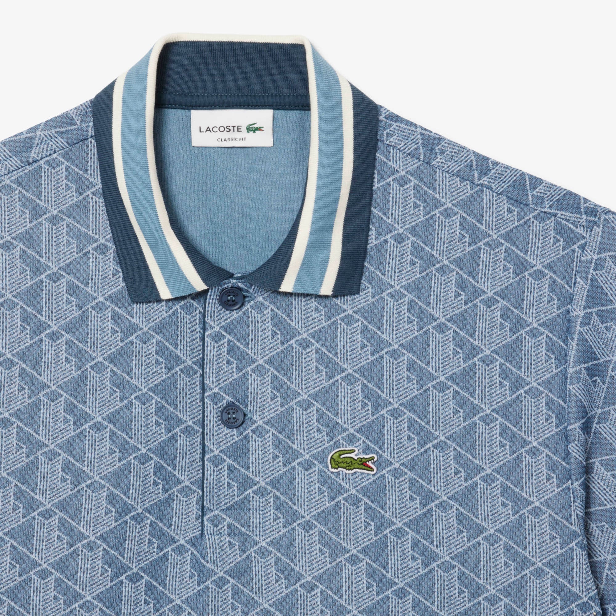 Lacoste Erkek Classic Fit Monogram Mavi Polo