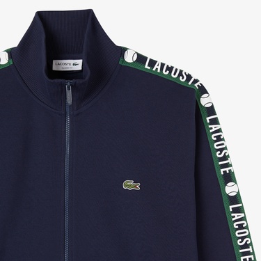  Lacoste Erkek Fermuarlı Baskılı Lacivert Sweatshirt