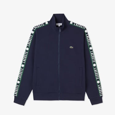  Lacoste Erkek Fermuarlı Baskılı Lacivert Sweatshirt