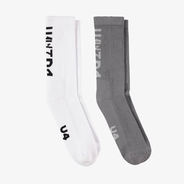 UNITED4 Unisex Beyaz/Gri 2'li Çorap