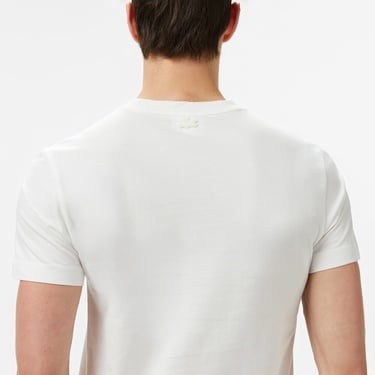  Erkek Bisiklet Yaka Baskılı Beyaz T-Shirt