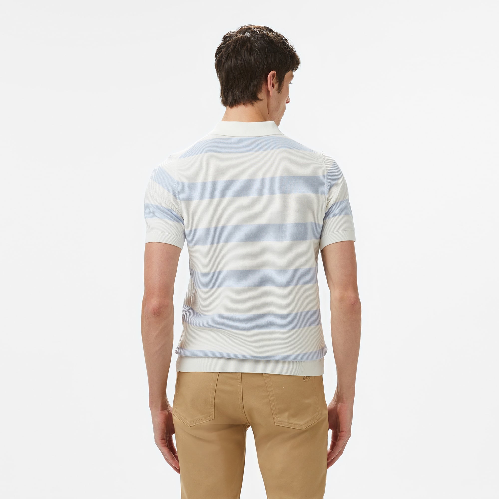 Lacoste Erkek Gömlek Yaka Çizgili Açık Mavi Triko