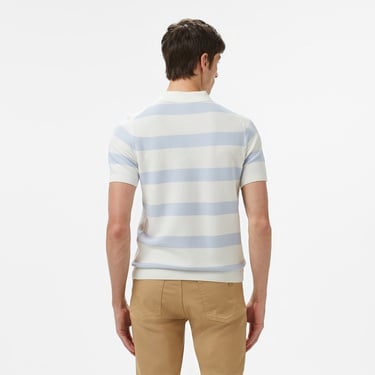  Lacoste Erkek Gömlek Yaka Çizgili Açık Mavi Triko