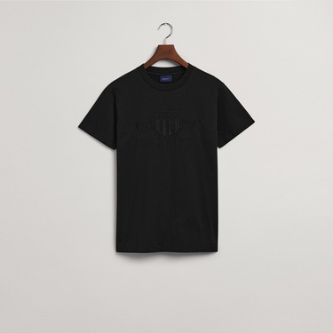  GANT Erkek Siyah Regular Fit Bisiklet Yaka Logolu T-Shirt