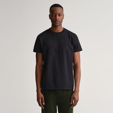  GANT Erkek Siyah Regular Fit Bisiklet Yaka Logolu T-Shirt