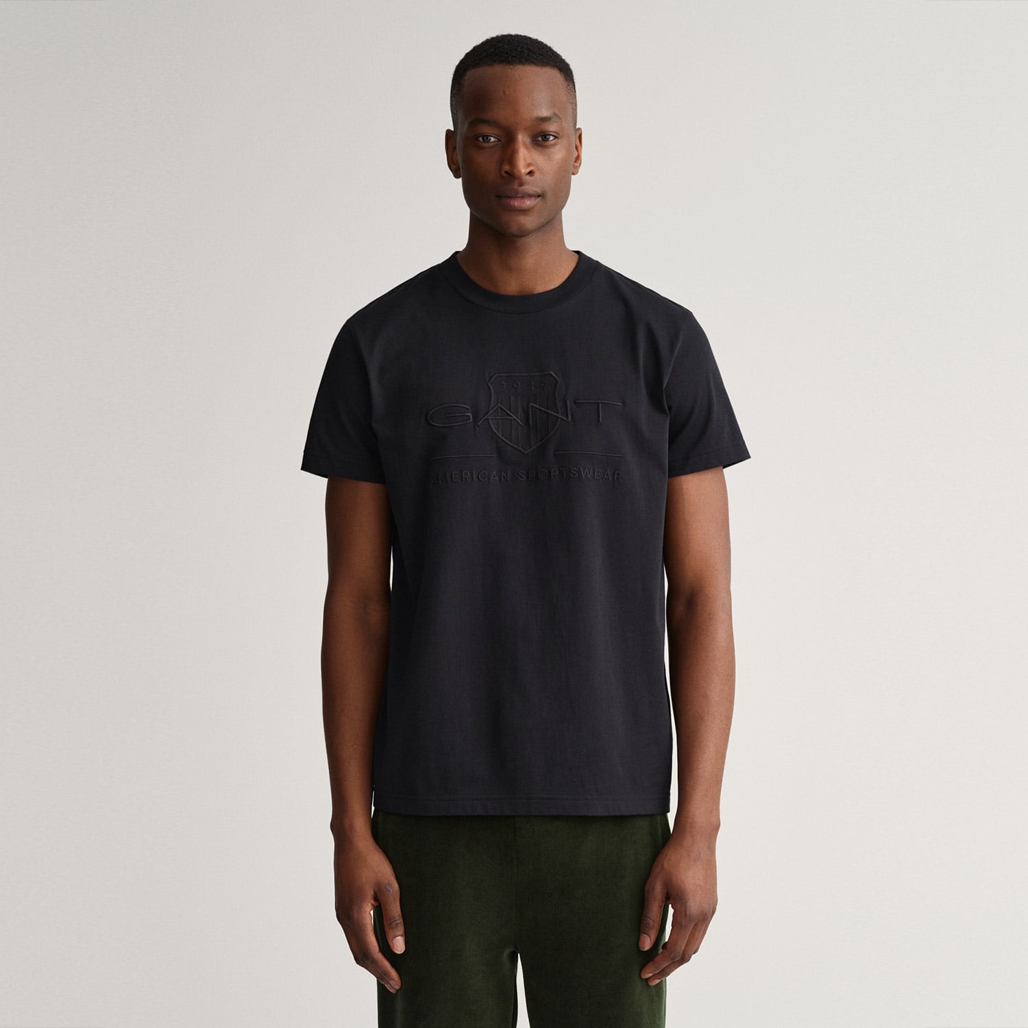 GANT Erkek Siyah Regular Fit Bisiklet Yaka Logolu T-Shirt