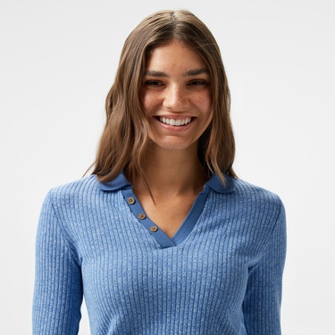  Nautica Kadın Mavi Uzun Kollu Polo