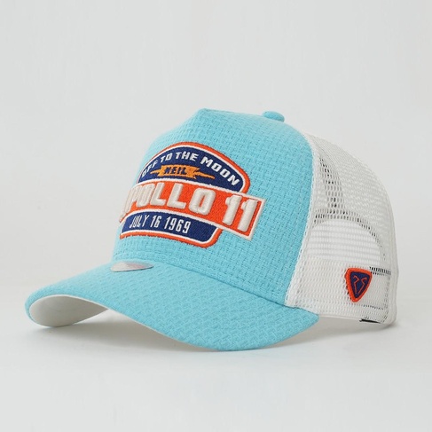  RustandRich Kadın Erkek Mavi Trucker Şapka-Space Collection-Apollo