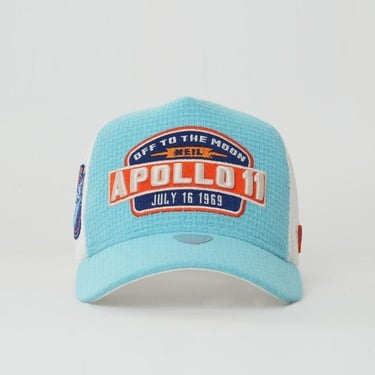  RustandRich Kadın Erkek Mavi Trucker Şapka-Space Collection-Apollo