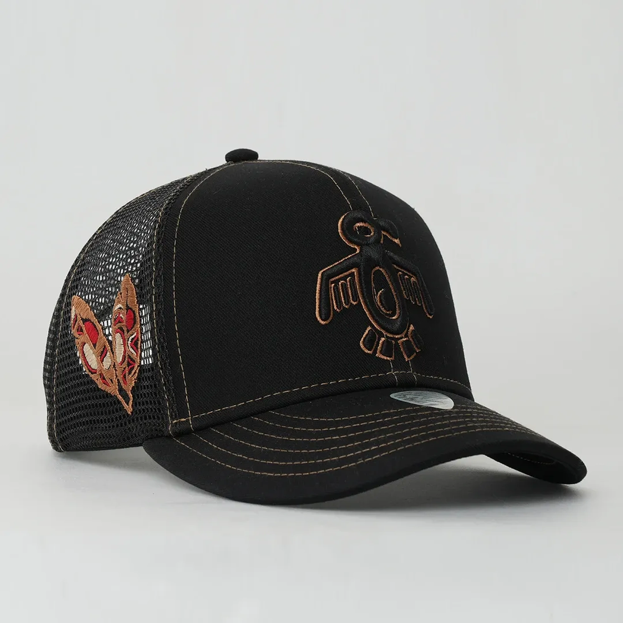 RustandRich Kadın Erkek Siyah/Gold Baseball Şapka-The Indians Collection-Red Indian