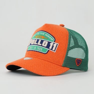  RustandRich Kadın Erkek Turuncu Trucker Şapka-Space Collection-Apollo