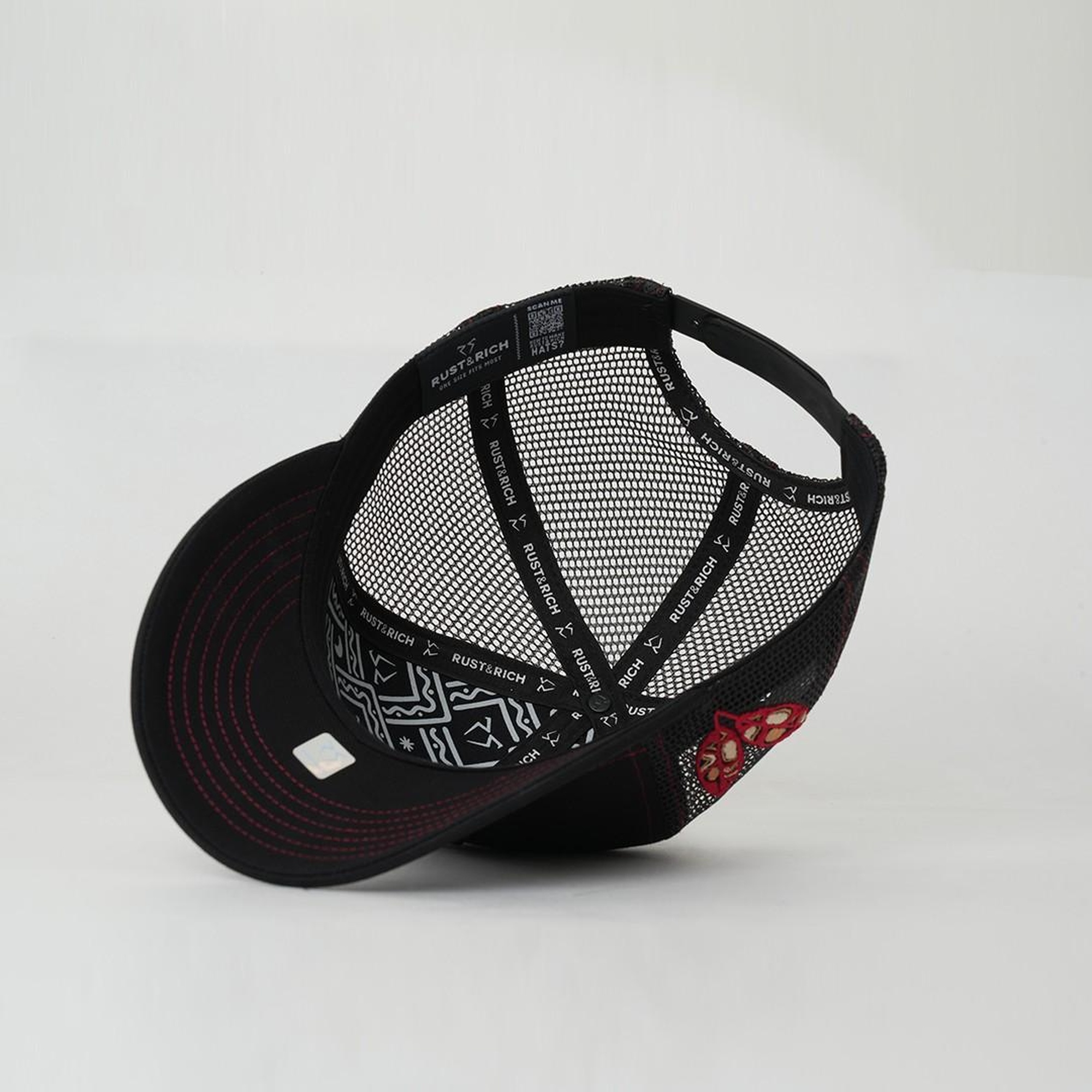 RustandRich Kadın Erkek Siyah/Kırmızı Baseball Şapka-The Indians Collection-Red Indian