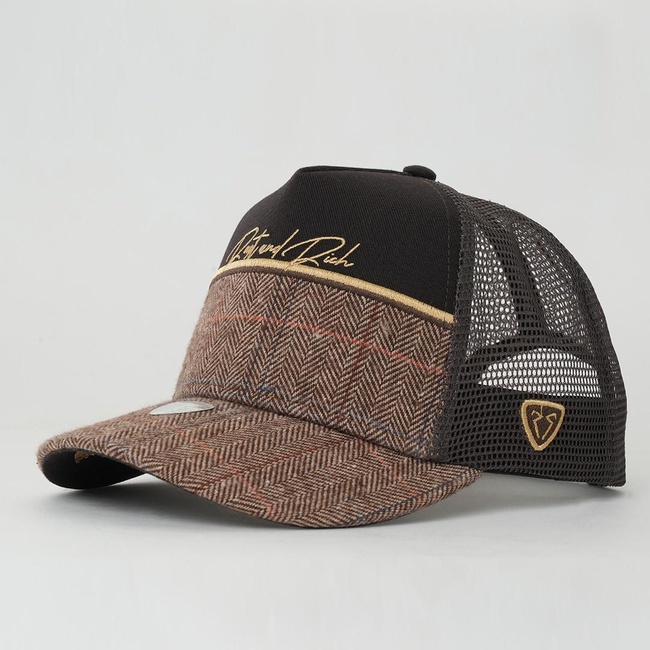  RustandRich Kadın Erkek Kahverengi Trucker Şapka-Premium Collection-Royalty