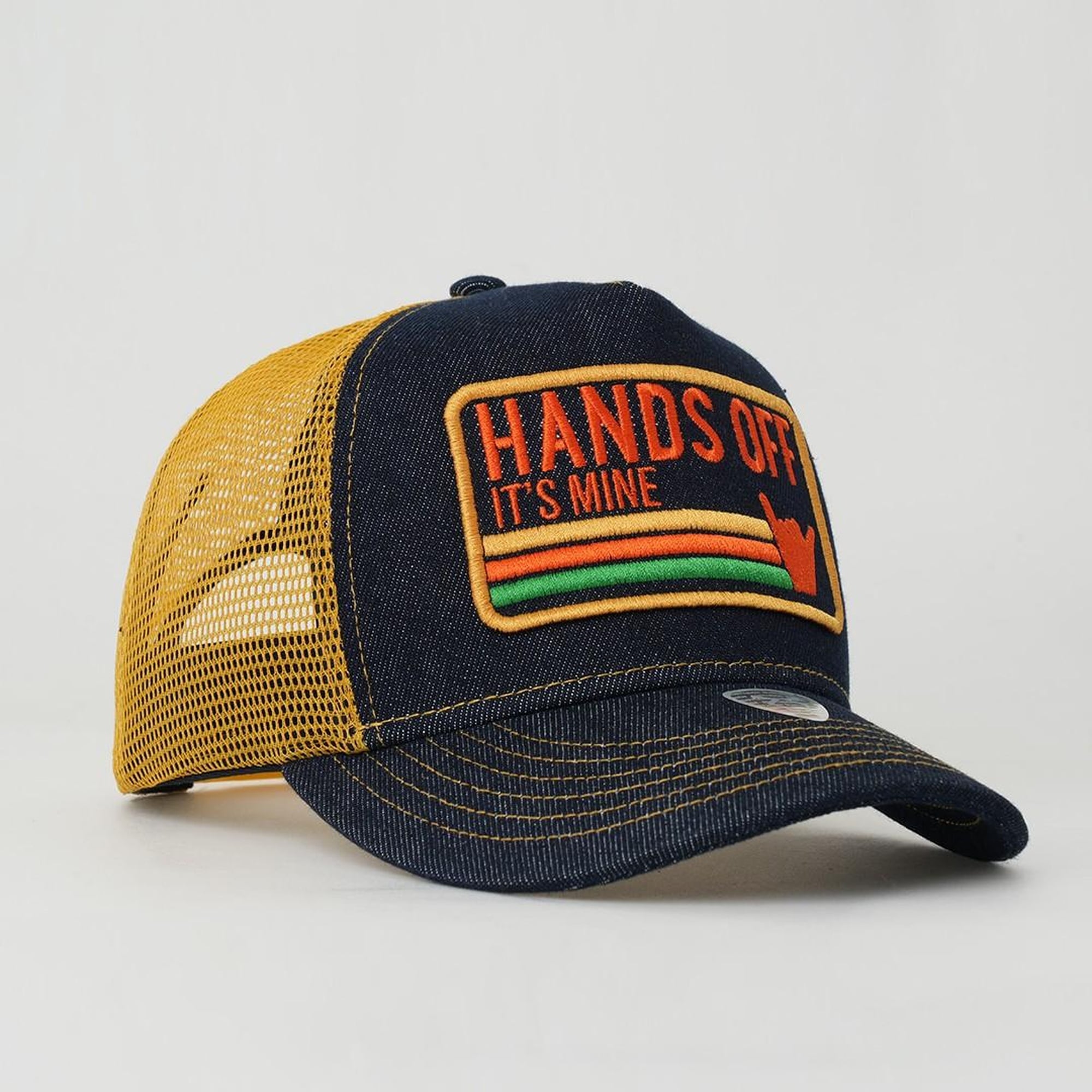 RustandRich Kadın Erkek Denim Trucker Şapka-Urban Collection-Hands Off