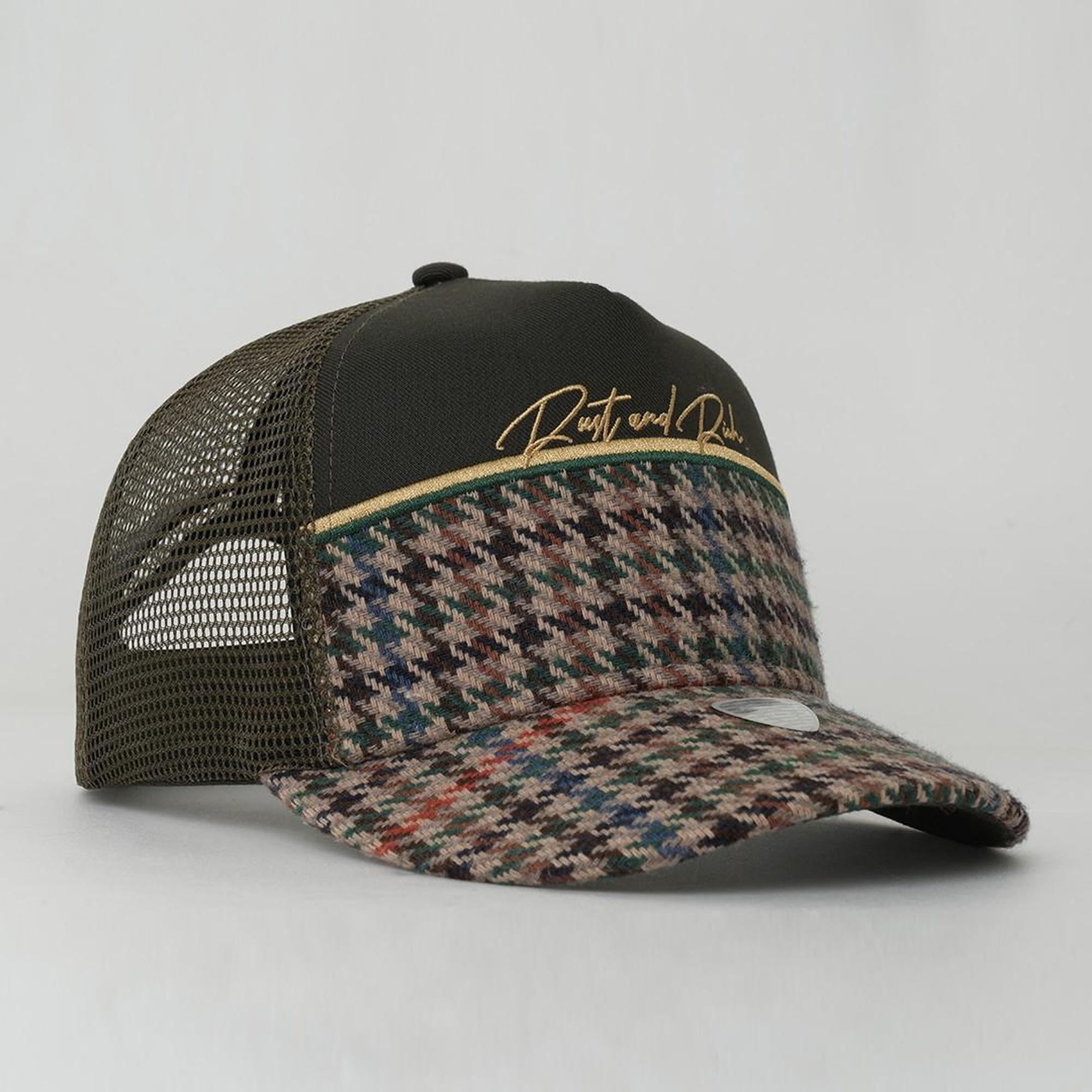 RustandRich Kadın Erkek Haki Trucker Şapka-Premium Collection-Royalty