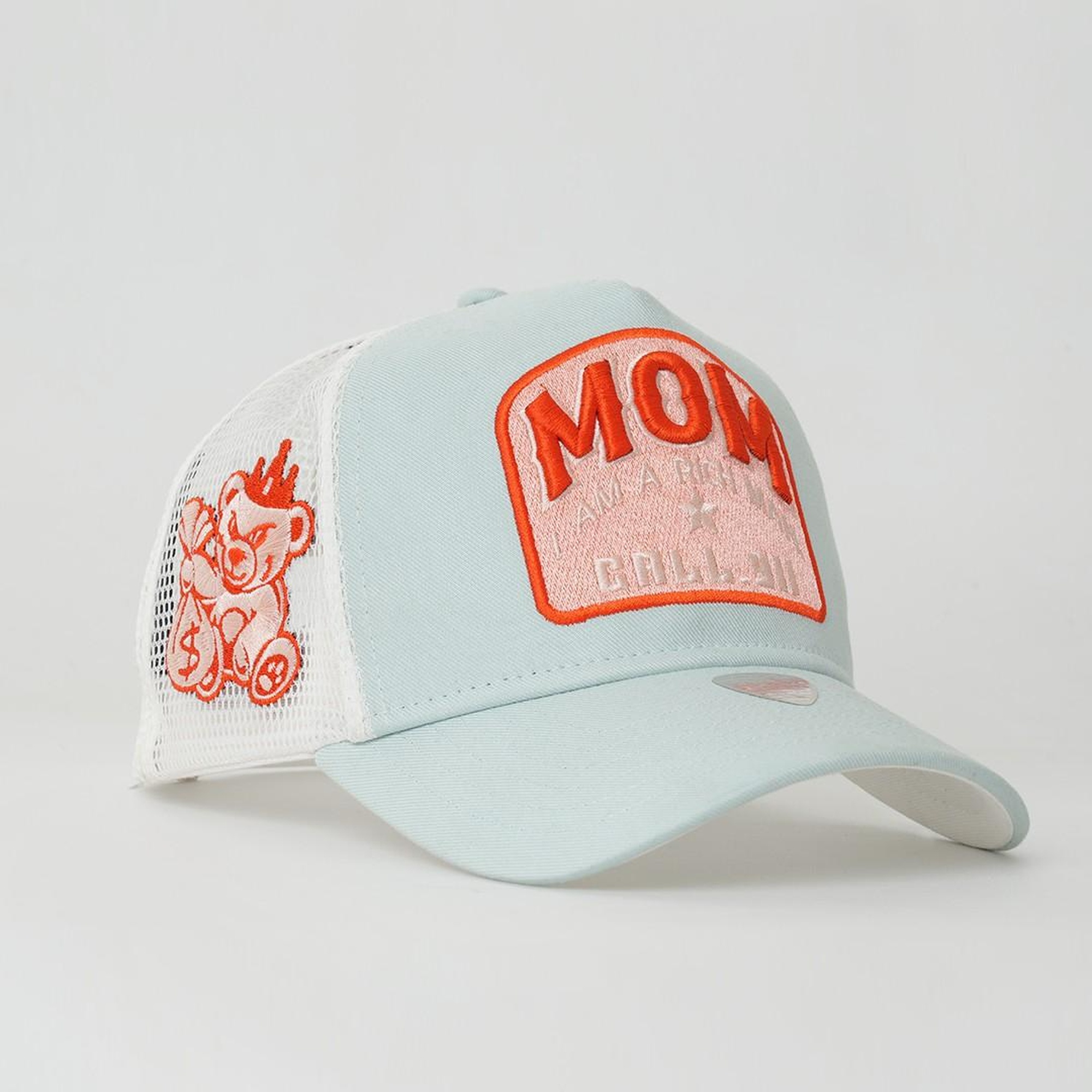 RustandRich Kadın Erkek Mint Yeşili Trucker Şapka-Motto Collection-Mom