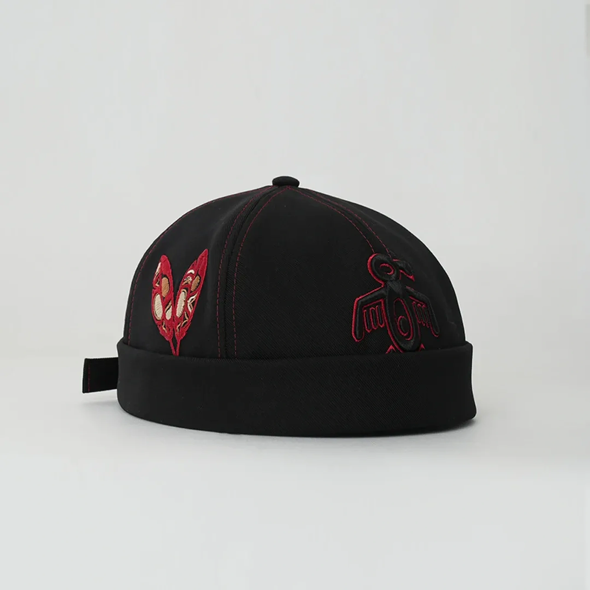 RustandRich Kadın Erkek Siyah/Kırmızı Docker Şapka-The Indians Collection-Red Indian