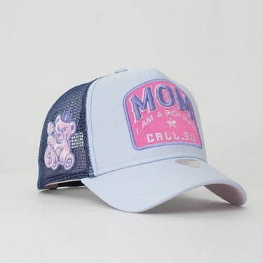  RustandRich Kadın Erkek Mavi Trucker Şapka-Motto Collection-Mom